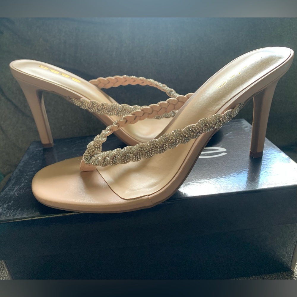 bebe Nude sandals. 4 inch heel -Size 7.5